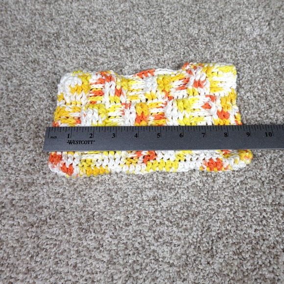 Handmade Crocheted Mop Pad Cover Yellow Orange White Basketweave Reusable Pad - Picture 4 of 5